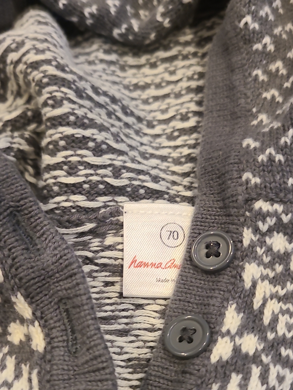 Hanna Andersson one piece Sweater hooded Nordic 70  6 -12 Months outfit - Picture 2 of 5